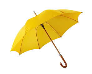 Open yellow umbrella, angled view
