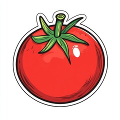 Vibrant Tomato Illustration: A singular, juicy tomato, bursting with fresh, a symbol of wholesome goodness and culinary delight. A high-angle.