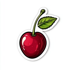 Ruby Delight: A vibrant, hand-drawn rendering showcases a single, ripe cherry, perfectly capturing its luscious form and inviting the viewer to savor the sweet simplicity of nature's gift.