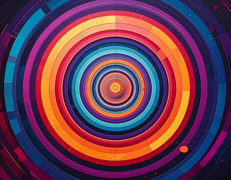 Abstract concentric circles in vibrant colors