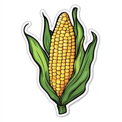 Golden Corn Delight: This illustration captures a vibrant, fresh ear of corn in its full glory, showcasing the perfect blend of nature's bounty.