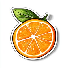 Zesty Citrus Slice: A vibrant, hand-drawn orange slice showcases its juicy interior, accompanied by a verdant leaf, embodying freshness and natural sweetness.
