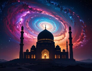 Mosque in a swirling galaxy