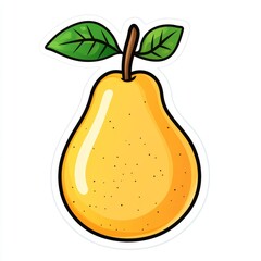 Golden Pear Delight: A vibrant, freshly illustrated pear, radiating freshness, is presented in a clean and artistic graphic, with inviting colors and enticing visual details.