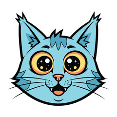 Blue Cartoon Cat: A delightful blue cartoon cat with large expressive eyes, capturing a sense of fun and whimsical charm. 