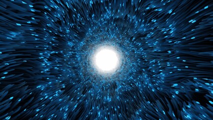 Obraz premium Abstract Blue Energy Flow Background with Glowing Light Burst and Motion Lines Vector Illustration