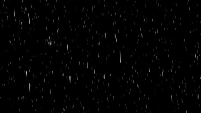 Falling rain on a transparent or black background.realistic rain overlay effect