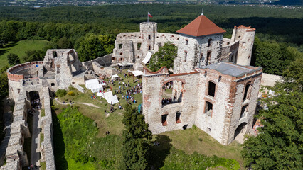 Fototapeta premium Tenczyn Castle, aerial view, Poland