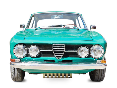 Fototapeta Retro car isolated on white