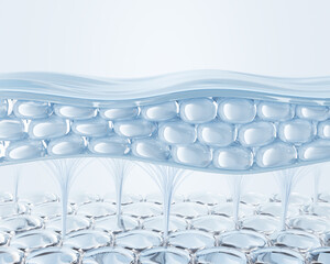 3d illustration of human skin layers, highlighting structure and composition for cosmetic applications. Represents dermatology, skincare, and beauty treatment insights.
