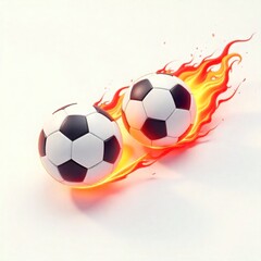 Obraz premium two Soccer Ball with Flaming Trail Vector Icon on White Background