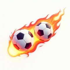 Fototapeta premium two Soccer Ball with Flaming Trail Vector Icon on White Background