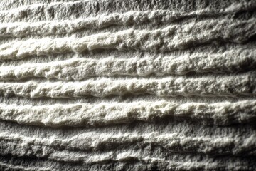 Close-up of textured, layered, light gray surface with horizontal ridges