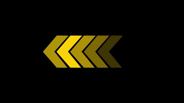 Horizontal Row of Yellow- Brown Chevron Arrows Pointing Leftward on Black Background direction