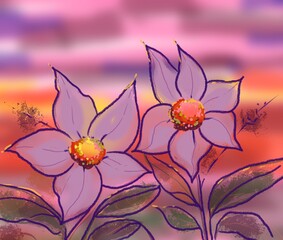 Untitled Artwork floral Watercolor red pink