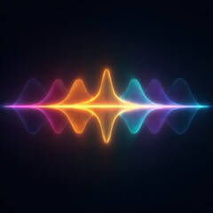 Vibrant Neon Sound Wave Visualization on Black Background, Digital Art, Energy Flow.