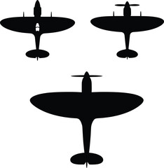 Supermarine Spitfire Silhouette Top View Aircraft Outline