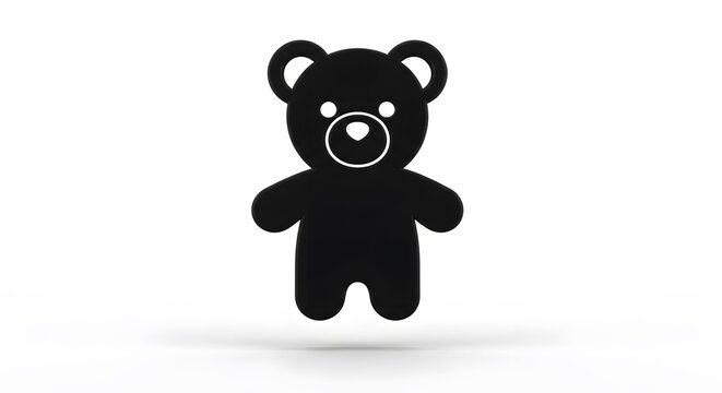 Simple black teddy bear silhouette with cute rounded shape and clean solid fill design.
