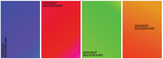 Four gradient backgrounds with blue red green and orange color variations in a vertical format design