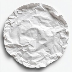 Wrinkled, circular white paper