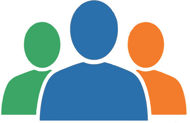 Three People Icon Illustration on White Background
