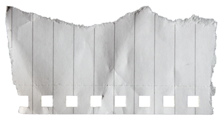 Piece of ripped torn lined paper on transparent background, paper cut out design element
