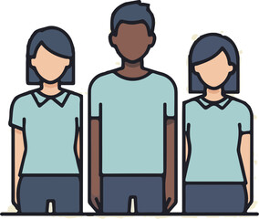 Group of Three People Cartoon Illustration