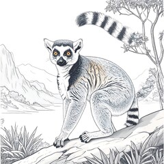 Obraz premium Detailed illustration of a lemur