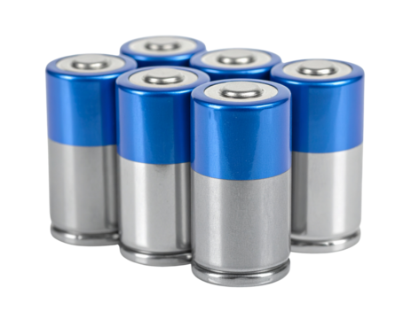  Collection of Automotive Car Batteries in Blue and Silver, Isolated PNG