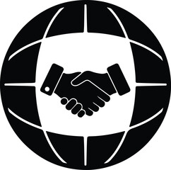 Naklejka premium Vector Global handshake partnership agreement cooperation business silhouette illustrator
