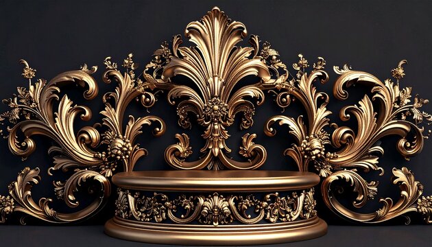 Regal golden platform with baroque ornamentation