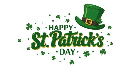 Festive st patricks day green hat clover text graphic celebration holiday irish luck