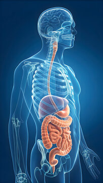 &ldquo;Human Digestive System Anatomy with Transparent Body Context&rdquo;