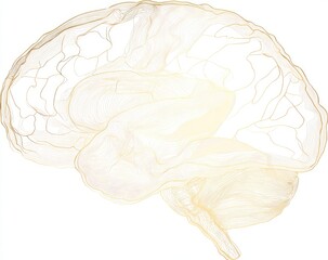Elegant, light-beige brain outline, highlighted lines