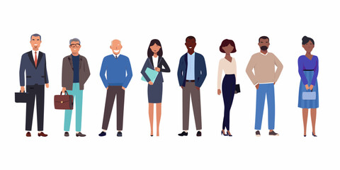 Diverse group of business people in flat illustration Keywords: business, people, group