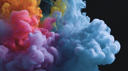 Colorful ink clouds swirling like cosmic nebulae, celebrating Holi festival, embracing vivid diversity and creative expression