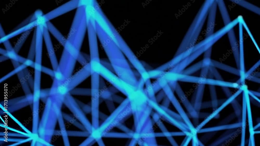 Poster digital network: an abstract representation of a complex, interconnected digital network, with glowi