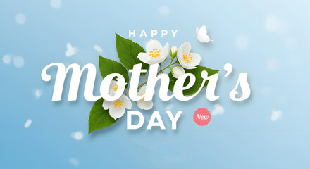 Elegant mother's day greeting with blossoms and soft bokeh effect