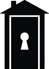 Vector Real estate security house door with keyhole silhouette illustrator