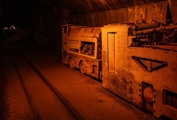 mine electric locomotive in mine 