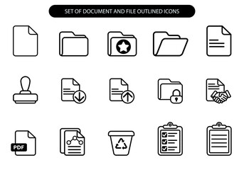 Set of Document and File Outline icons