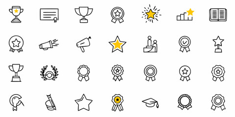 Celebrate achievement and success with this collection of modern award and recognition icons, perfect for business and education