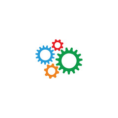 Gears, colorful geometric symbol simple logo vector