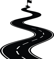 Vector winding road leading to goal success flag silhouette illustrator © Golshan Ara Monny