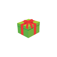 Gift, box, green geometric symbol simple logo vector