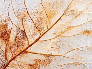 繊細な葉脈のクローズアップと自然の構造美｜Close-up of delicate leaf vein, organic pattern, botanical texture