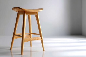 Modern Wooden Office Stool on a soft Background
