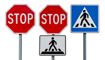 Traffic signs on white background