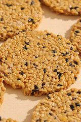Flaxseed and black sesame cookies stacked together