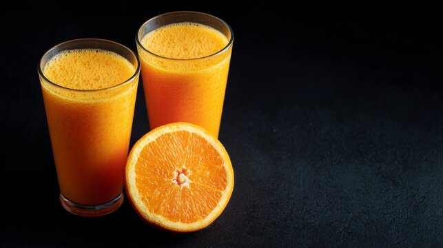 Sunny citrus elixir dances in glasses beside a vibrant orange, evoking Vitamin C Day festivities and Aztec sun rituals